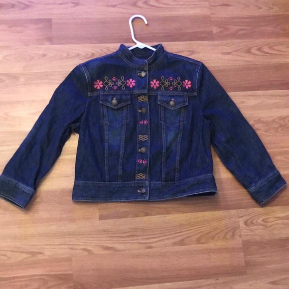 Bandolino Girls Denim Floral Jacket Sz M - Picture 1 of 4